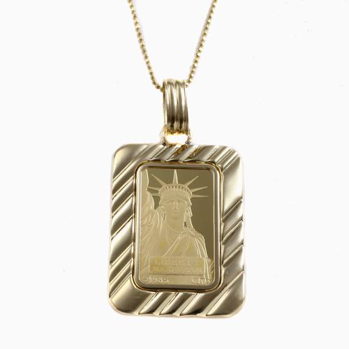 インゴット 24金 純金 金貨 ペンダント 黄金 コイン 自由の女神