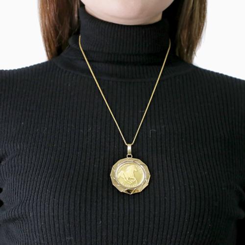 24金 15.5g 1/2オンス 純金 K24 ホースコイン 金貨 ペンダント 【Layers】