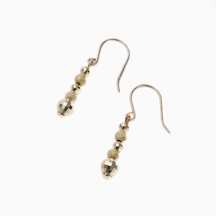 18金 K18 イエローゴールド ピアス フック式 ミラーボール 10金 K10