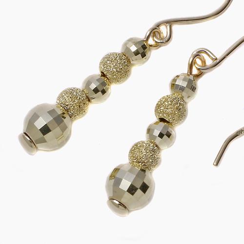 18金 K18 イエローゴールド ピアス フック式 ミラーボール 10金 K10