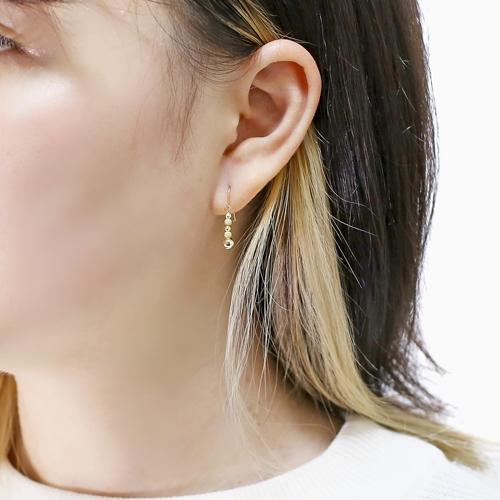 18金 K18 イエローゴールド ピアス フック式 ミラーボール 10金 K10