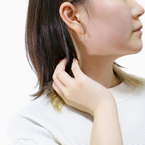18金 K18 イエローゴールド ピアス フック式 ミラーボール 10金 K10 
