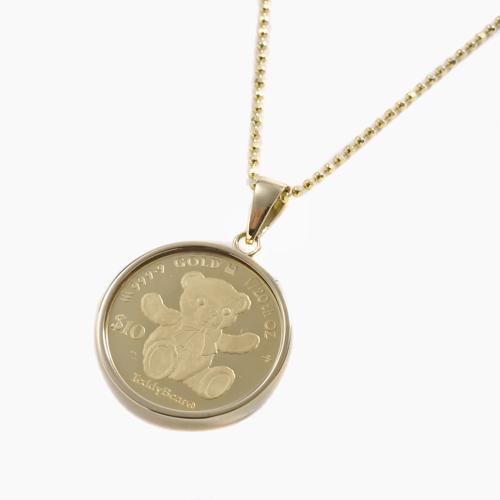 純金テディベアコイン ペンダント K24コイン クマ 18金 24金 金貨 