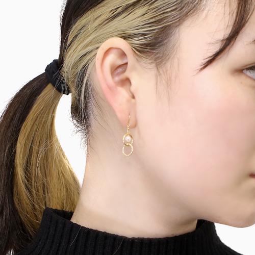 18金ピアス K18あこやパールピアス 真珠 フック式 イエローゴールド