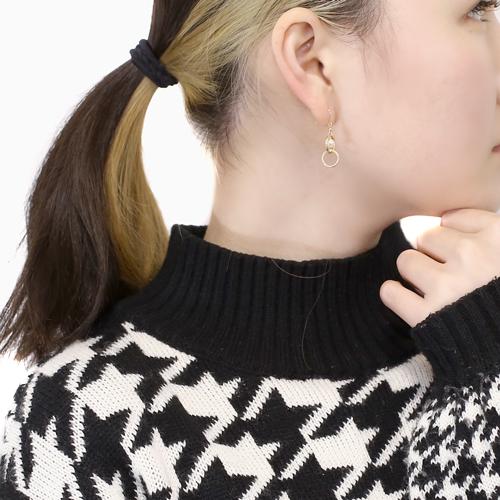 18金ピアス K18あこやパールピアス 真珠 フック式 イエローゴールド