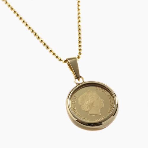 純金 コインペンダント マーメイド 人魚 mermaid K24 K18カットボール