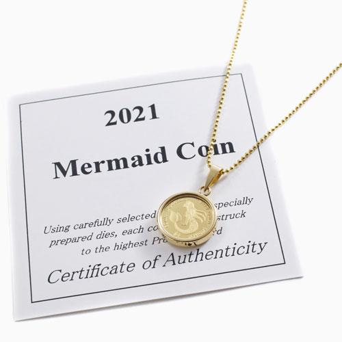 純金 コインペンダント マーメイド 人魚 mermaid K24 K18カットボール