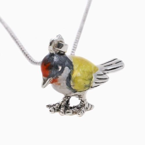 五色ヒワ鳥 愛玩鳥 スズメ科 鳥ペンダント SV925ネックレス キー