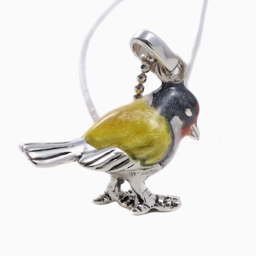 五色ヒワ鳥 愛玩鳥 スズメ科 鳥ペンダント SV925ネックレス キー