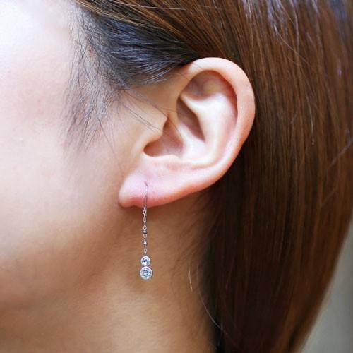 10金 ピアス ホワイトゴールド ブルートパーズ フック式 K10WG