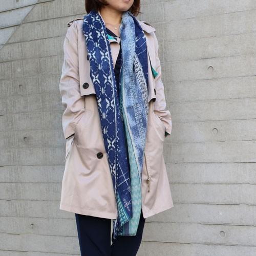 フランス製 A,M,de Paris ストールエド ネイビー