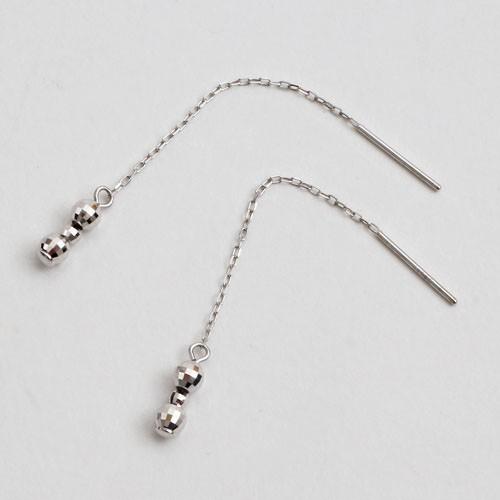 プラチナ900 Pt900 ピアス ミラーボール 2WAY 小豆 チェーン