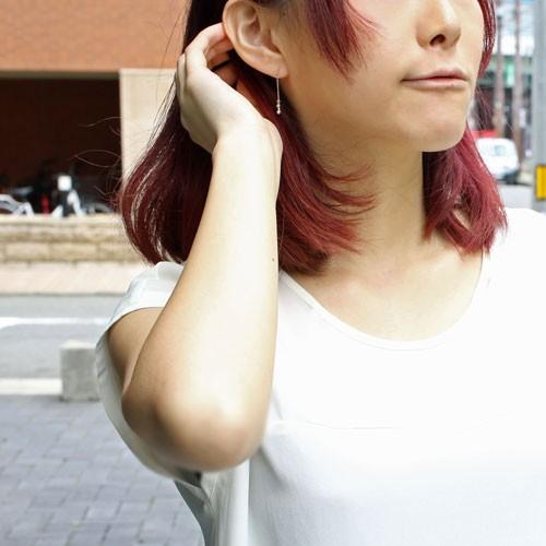 プラチナ900 Pt900 ピアス ミラーボール 2WAY 小豆 チェーン