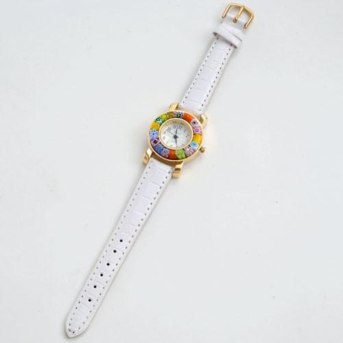 ベネチアンガラス 腕時計 ベルト ホワイト 白 時計 ベネチアングラス 