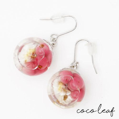 18金花のピアススcamellia earring dia and Pink