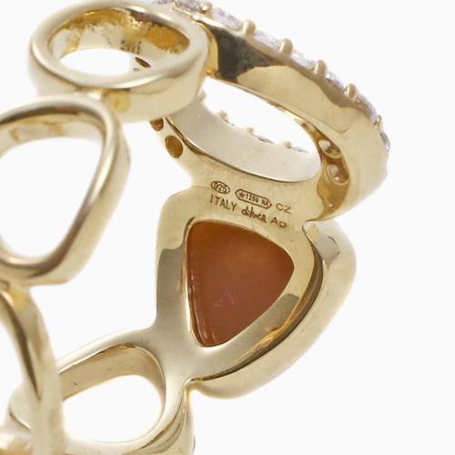 キュービックジルコニアリング フラワー 手彫りシェルカメオ シルバー  