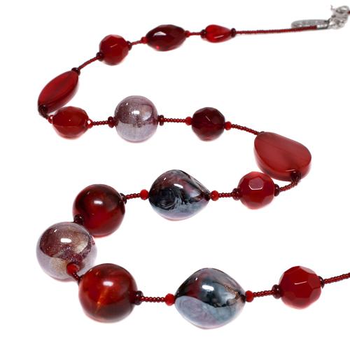 ベネチアングラスネックレス ベネチアンガラス レッド 赤 レディース