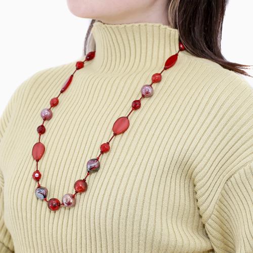 ベネチアングラスネックレス ベネチアンガラス レッド 赤 レディース