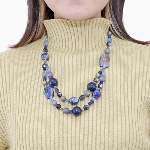 ベネチアングラスネックレス ベネチアンガラス ブルー クリスタル