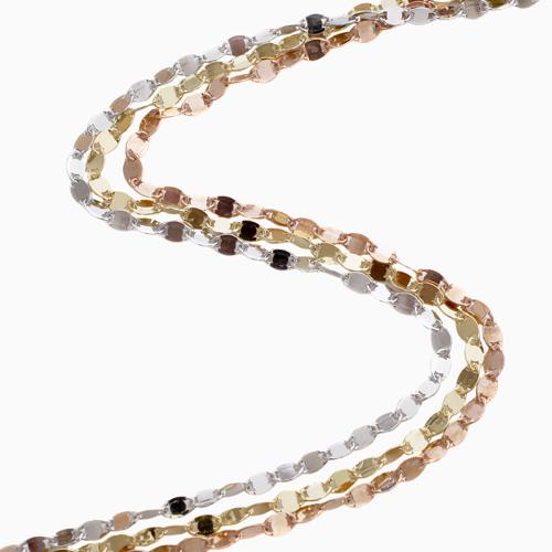 シルバー ペタルネックレス 50cm スリーカラー3連チェーンネックレス