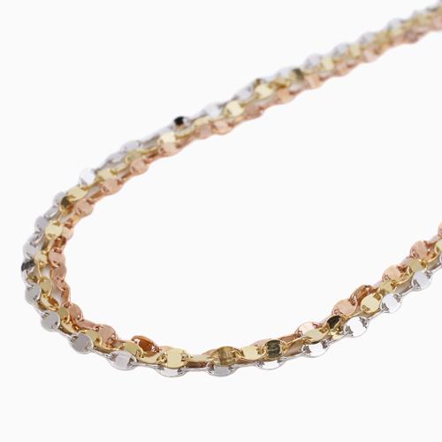 シルバー ペタルネックレス 50cm スリーカラー3連チェーン