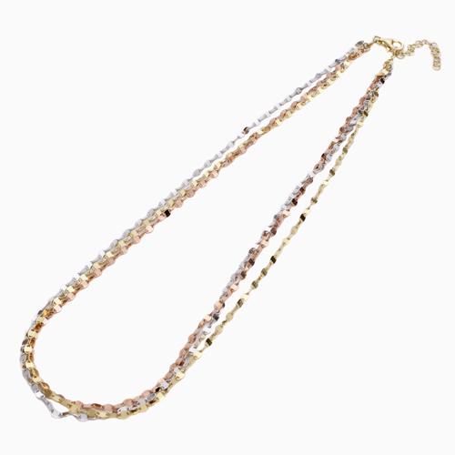 シルバー ペタルネックレス 50cm スリーカラー3連チェーンネックレス