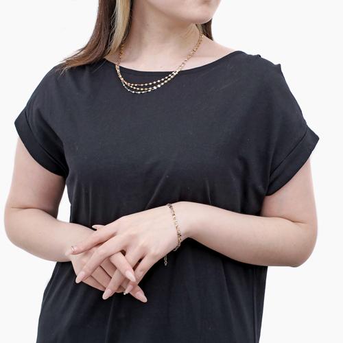 シルバー ペタルネックレス 50cm スリーカラー3連チェーン