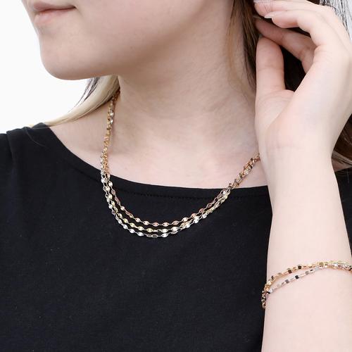 シルバー ペタルブレスレット スリーカラーチェーンブレス 3連ペダル