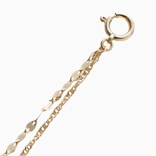 18金 ネックレス オシャレ レディース スクリューチェーンネックレス ペタルネックレス 2連同寸チェーン ペダルチェーン シンプル K18 18k k18 ゴールド