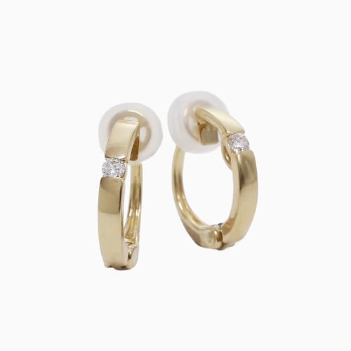 日本製 正規品 ピアリング ダイヤイヤリング 18金 K18 18k イエローゴールド ダイヤモンドアクセ オシャレアイテム リバーシブル お洒落 レディース 爆買の画像
