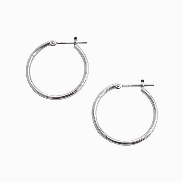 14金 K14 14k K14WG ホワイトゴールド ピアス フープピアス 1.5mm 20mm 