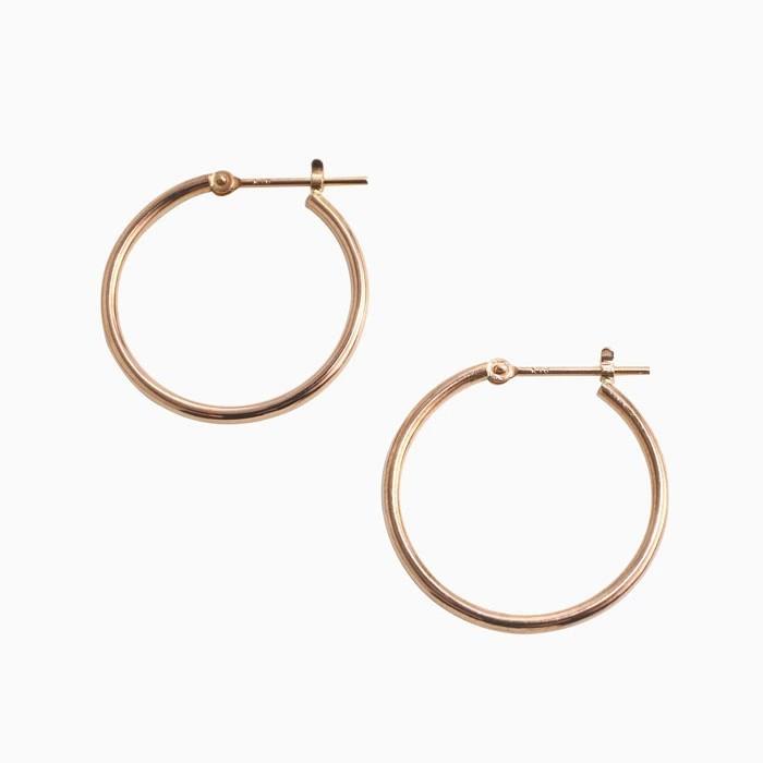 18金 K18 18k K18PG ピンクゴールド ピアス フープピアス 1.5mm 20mm