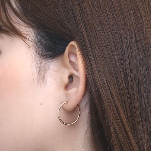 18金 K18 18k K18PG ピンクゴールド ピアス フープピアス 1.5mm 20mm