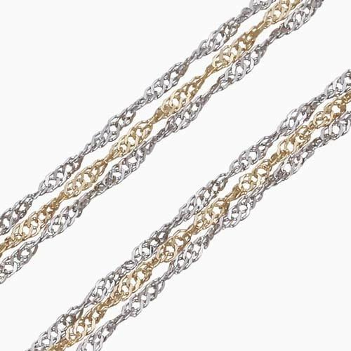 18金 K18 18k プラチナ Pt850 PLATINUM GOLD 3連 同寸 42cm 1.7g