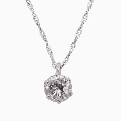 18金ホワイトゴールド K18WG ダイヤモンド ペンダント ネックレス 一粒 