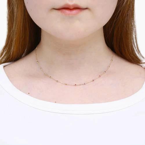 10金 K10 K10YG イエローゴールド ネックレス 刻印入 ルビー16石 