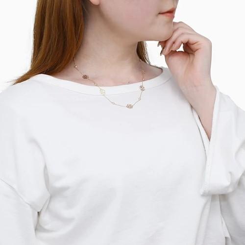 10金 K10 10k ネックレス ローズガーデン バラ スカシローズ 淡水 