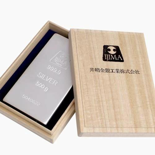 日本製 純銀 SILVER シルバー 999 1000 インゴット 開運 招福 500g 桐