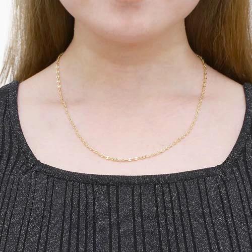 受注生産商品 イタリア製 18金 K18 18k GOLD ゴールド 中空 ホロー ルーナ オーバル 男女兼用 ペアアクセ ユニセックス メンズ レディース チェーン ネックレスの画像