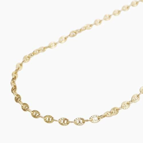 受注生産商品 イタリア製 18金 K18 18k GOLD ゴールド 中空 ホロー ルーナ オーバル 男女兼用 ペアアクセ ユニセックス メンズ レディース チェーン ネックレスの画像