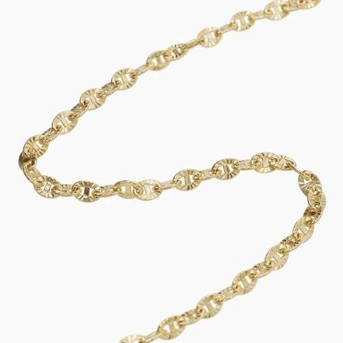 受注生産商品 イタリア製 18金 K18 18k GOLD ゴールド 中空 ホロー ルーナ オーバル 男女兼用 ペアアクセ ユニセックス メンズ レディース チェーン ネックレスの画像