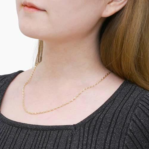 受注生産商品 イタリア製 18金 K18 18k GOLD ゴールド 中空 ホロー ルーナ オーバル 男女兼用 ペアアクセ ユニセックス メンズ レディース チェーン ネックレスの画像