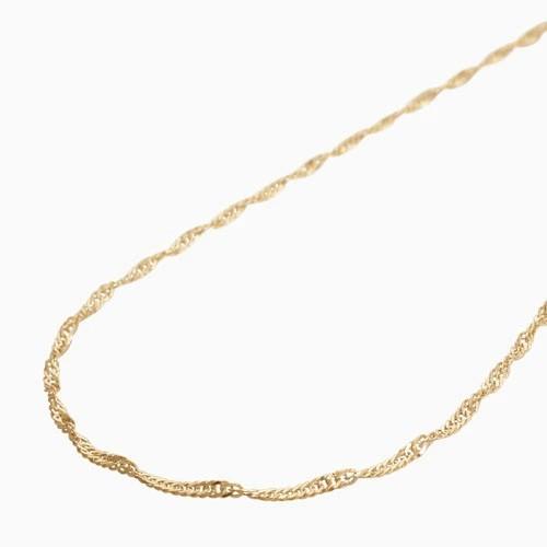 イタリア製 18金 K18 18k GOLD ゴールド チェーン ネックレス アクセサリー ジュエリー ホロー 中空 スクリュー ひねり シンプル 男女兼用 50cm 繊細 細い 1.8mmの画像