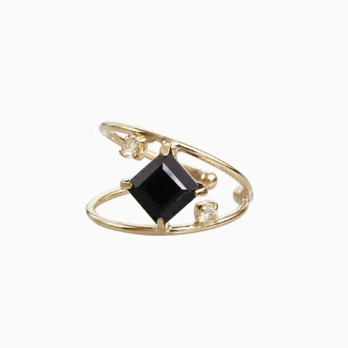18金 K18 ゴールド GOLD オニキス Onyx ハニークォーツ イヤリング イヤーカフ イヤークリップ シンプル 重ね着け 華奢 お洒落 女性 レディース ゴールド