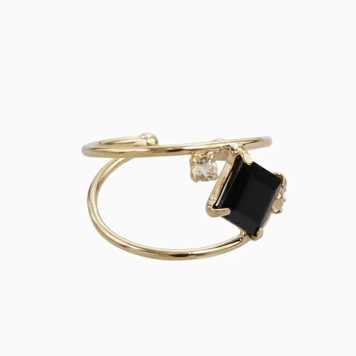 18金 K18 ゴールド GOLD オニキス Onyx ハニークォーツ イヤリング イヤーカフ イヤークリップ シンプル 重ね着け 華奢 お洒落 女性 レディース ゴールド