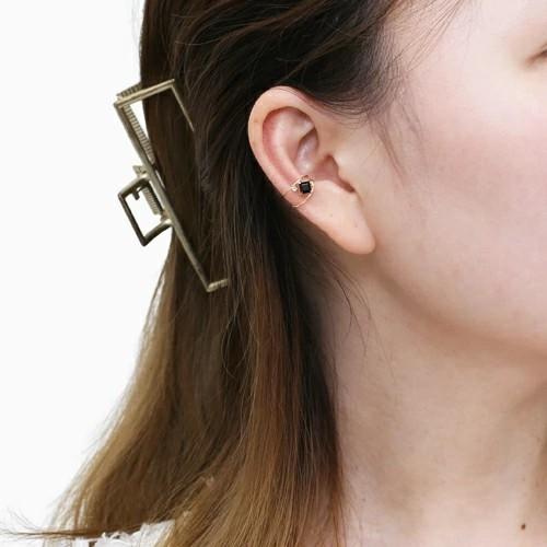 18金 K18 ゴールド GOLD オニキス Onyx ハニークォーツ イヤリング イヤーカフ イヤークリップ シンプル 重ね着け 華奢 お洒落 女性 レディース ゴールド