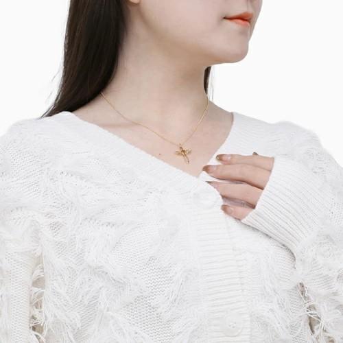 18金 K18 18k 750 ゴールド GOLD ペンダント ネックレス ハート エンジェル クロス 可愛い 女性 レディースアクセサリー ゴールド カットボールチェーン付の画像