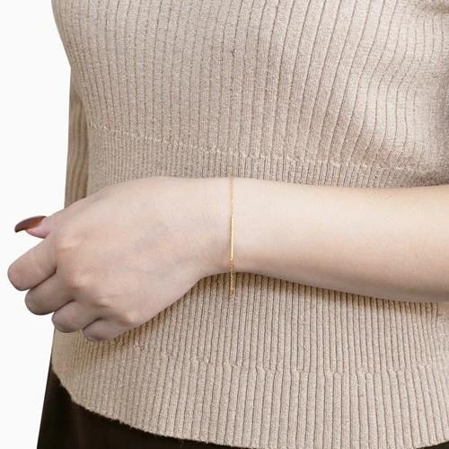 18金 K18 18k イエローゴールド ブレスレット レディース 大人アクセサリー スティック アズキチェーン 小豆 上品 女性 アジャスター付 繊細 刻印入り 爆買_8