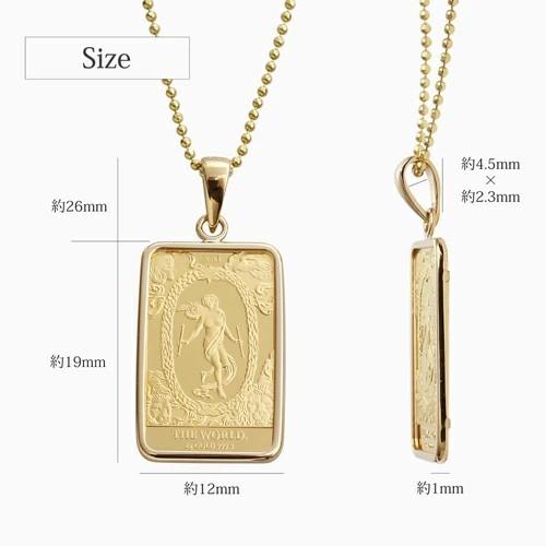 純金K24 24金 ゴールド クック諸島 GOLD インゴット金貨ペンダント 2g 19mm タロットカード フセコミ枠 18金 K18 シルバー925カットボールチェーン付 爆買の画像