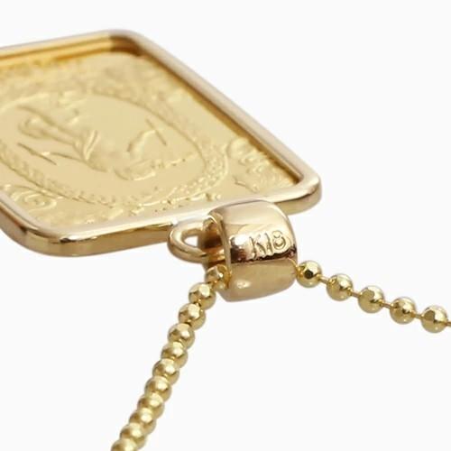 純金K24 24金 ゴールド クック諸島 GOLD インゴット金貨ペンダント 2g 19mm タロットカード フセコミ枠 18金 K18 シルバー925カットボールチェーン付 爆買の画像